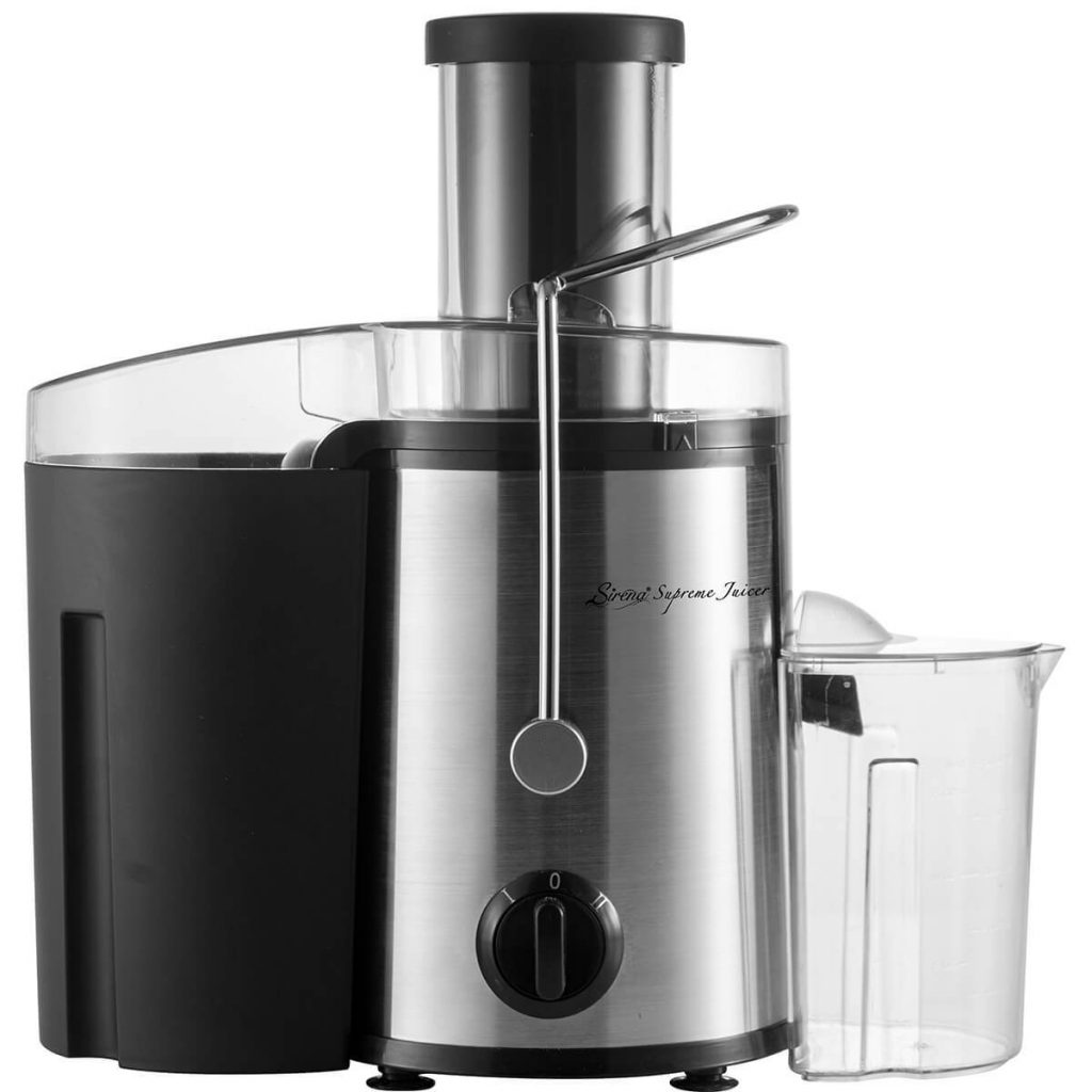Sirena Supreme Juicer with pulp container, pusher and juice pitcher