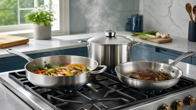 Cookware using controlled heat with a lid thermometer