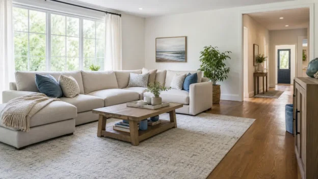 Fresh living room for a Sirena vacuum room-by-room cleaning guide