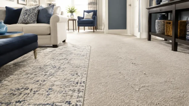 Carpet and area rug prepared for cleaning with a water vacuum
