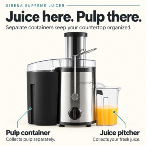 Sirena Supreme Juicer: Separate juice and pulp containers