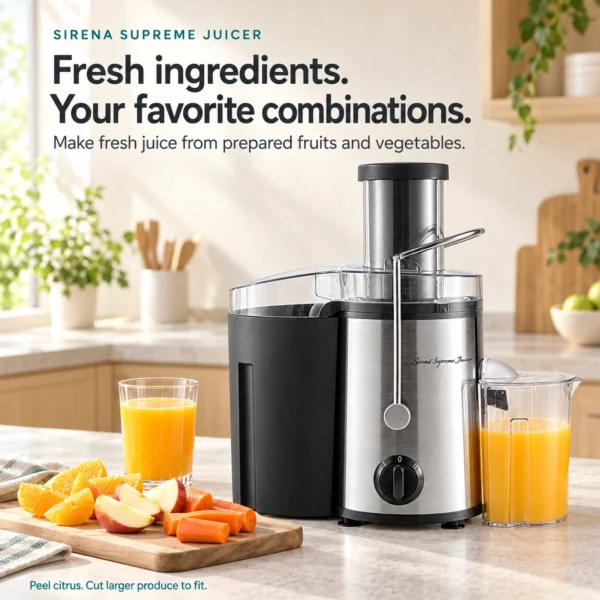 Sirena Supreme Juicer: Fresh juice with prepared ingredients