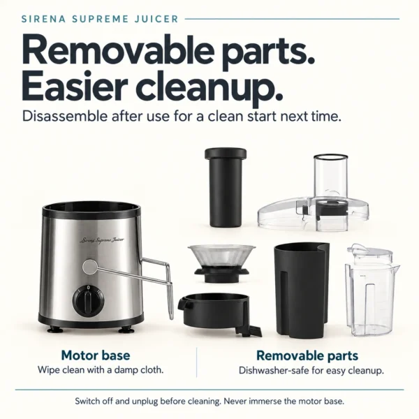 Sirena Supreme Juicer: Cleaning and care