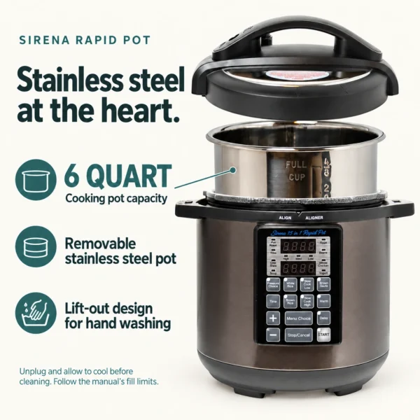 Sirena Rapid Pot: Stainless steel removable pot