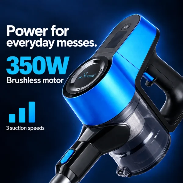 Sirena ProFlex 350W brushless motor with three suction speeds