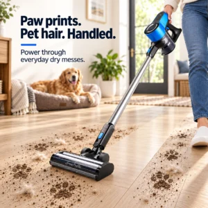 Sirena ProFlex cleaning a path through everyday dry dirt and pet hair